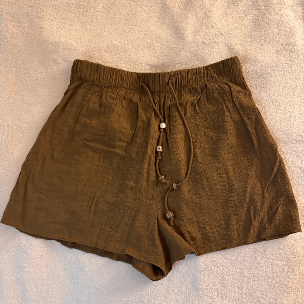 Zara Brown High Waist Corduroy Shorts